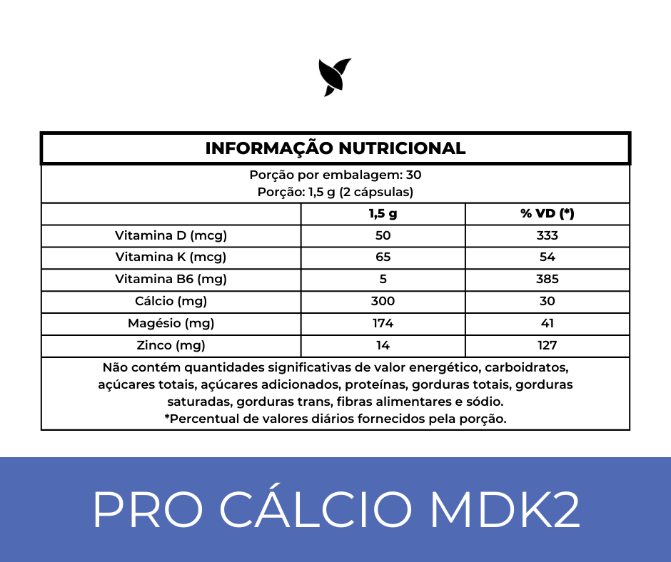 Pro Cálcio MDK2 — Suplemento alimentar em cápsulas