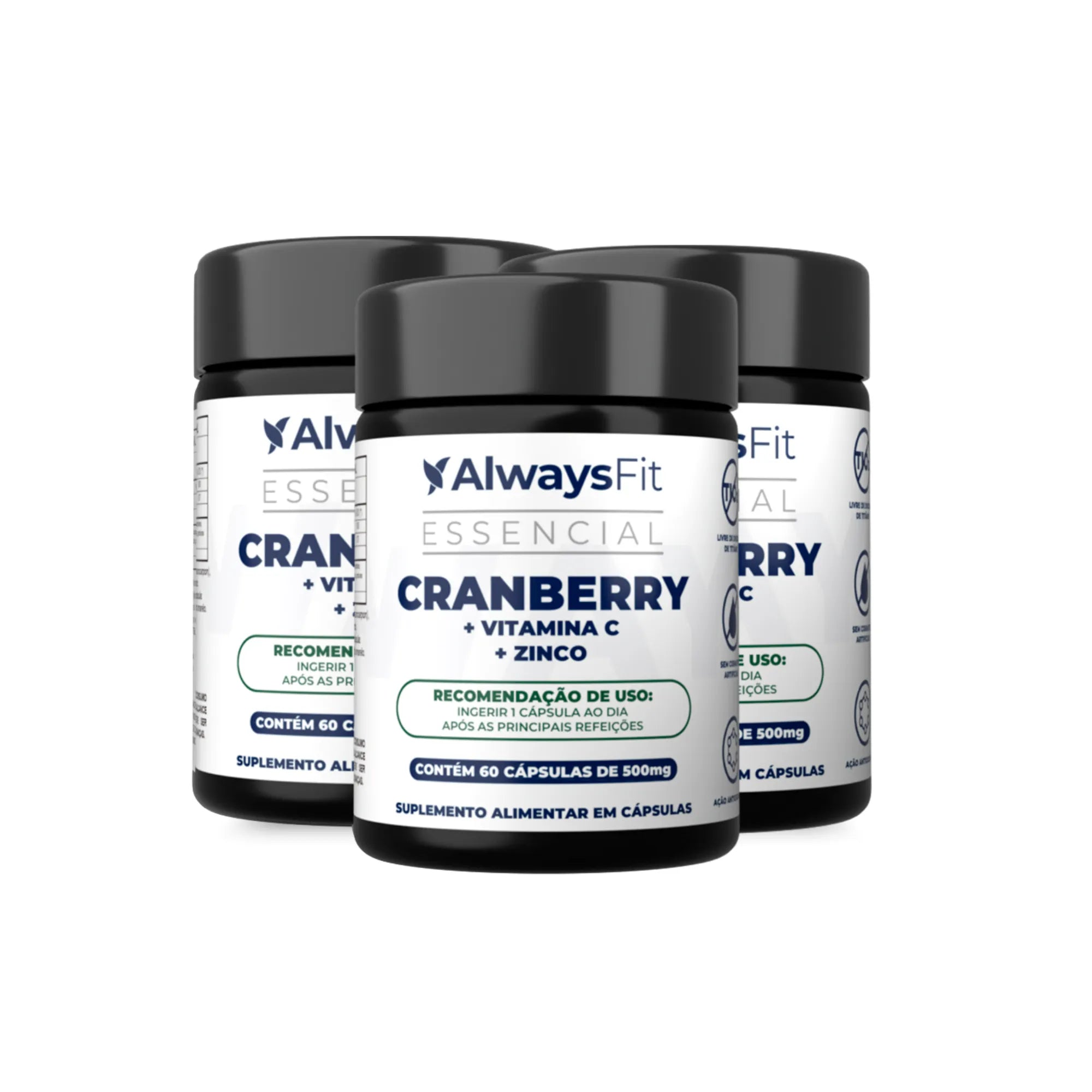 Cranberry + Vitamina C + Zinco — Suplemento alimentar em cápsulas