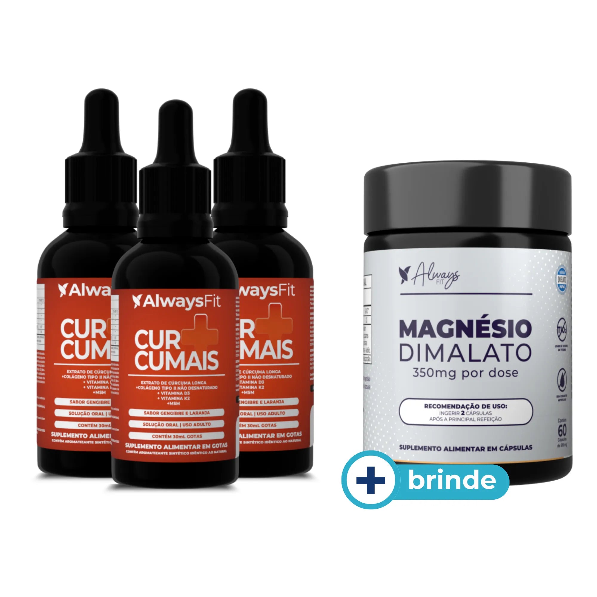 Curcumais - Cúrcuma, Vitamina D3, K2, MSM, Colágeno Tipo 2 e Condroitina