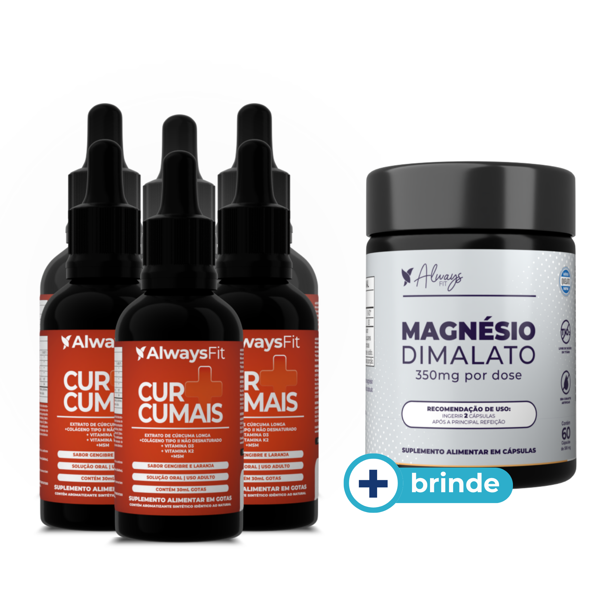 Curcumais - Cúrcuma, Vitamina D3, K2, MSM, Colágeno Tipo 2 e Condroitina