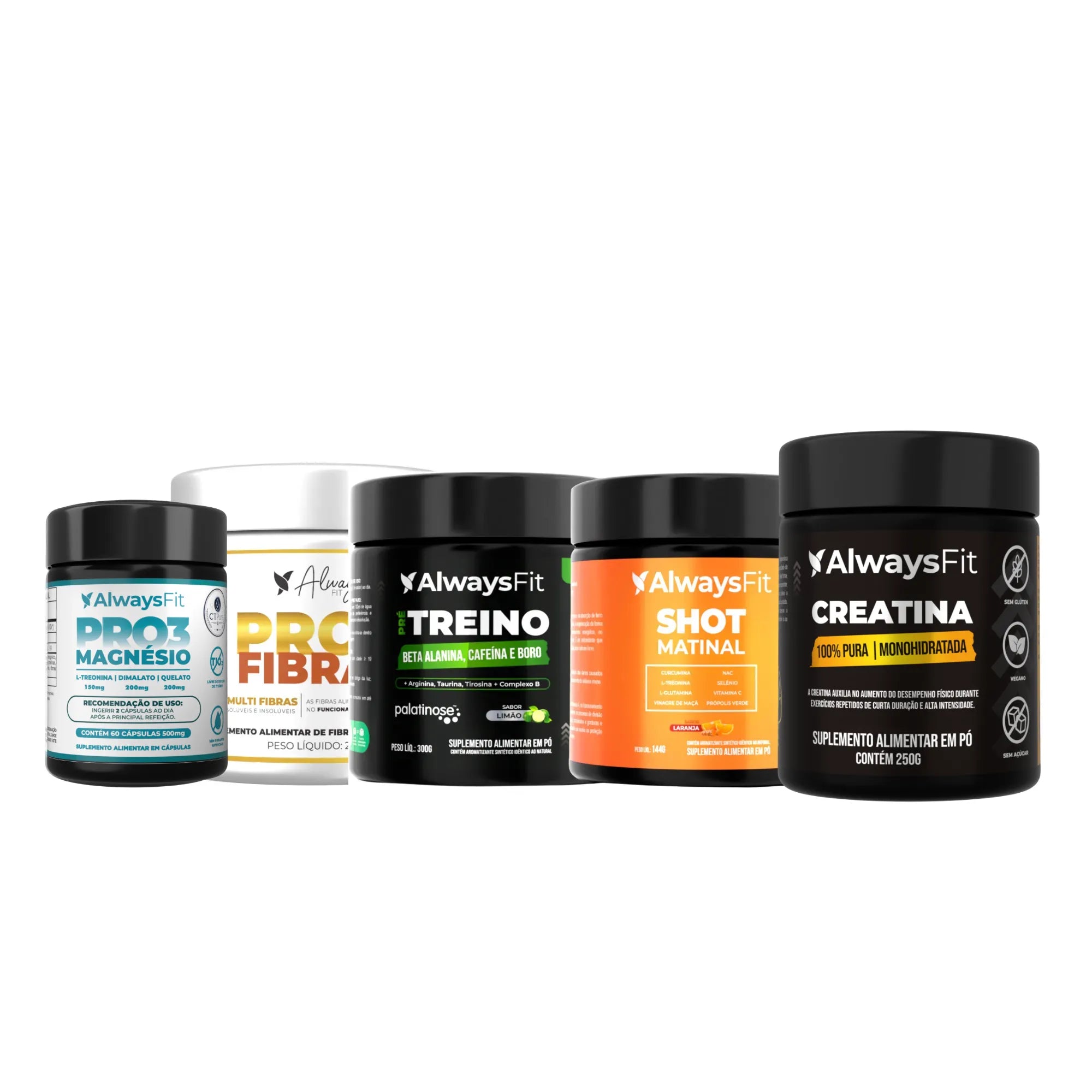 Kit Shot Matinal + Pré-Treino + Creatina + Pro5Fibras + Pro3Magnésio