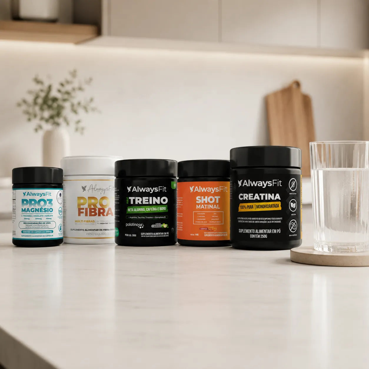 Kit Shot Matinal + Pré-Treino + Creatina + Pro5Fibras + Pro3Magnésio