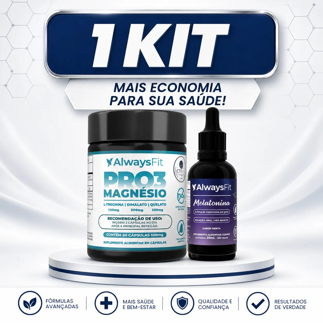 Kit Pro3Magnésio e Melatonina em Gotas