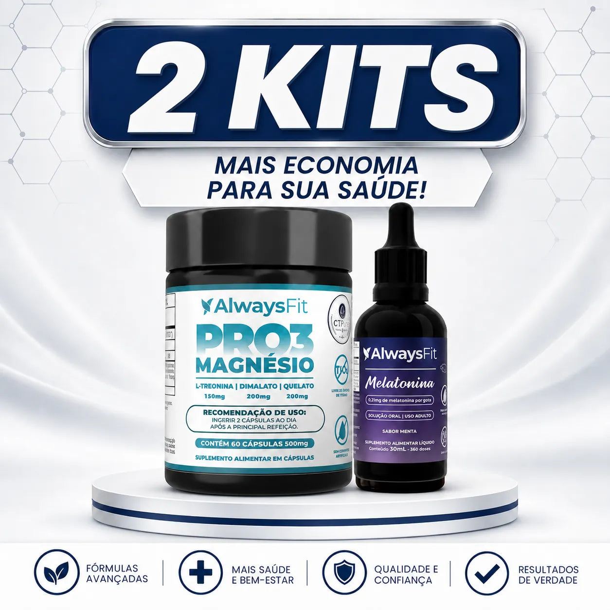 Kit Pro3Magnésio e Melatonina em Gotas