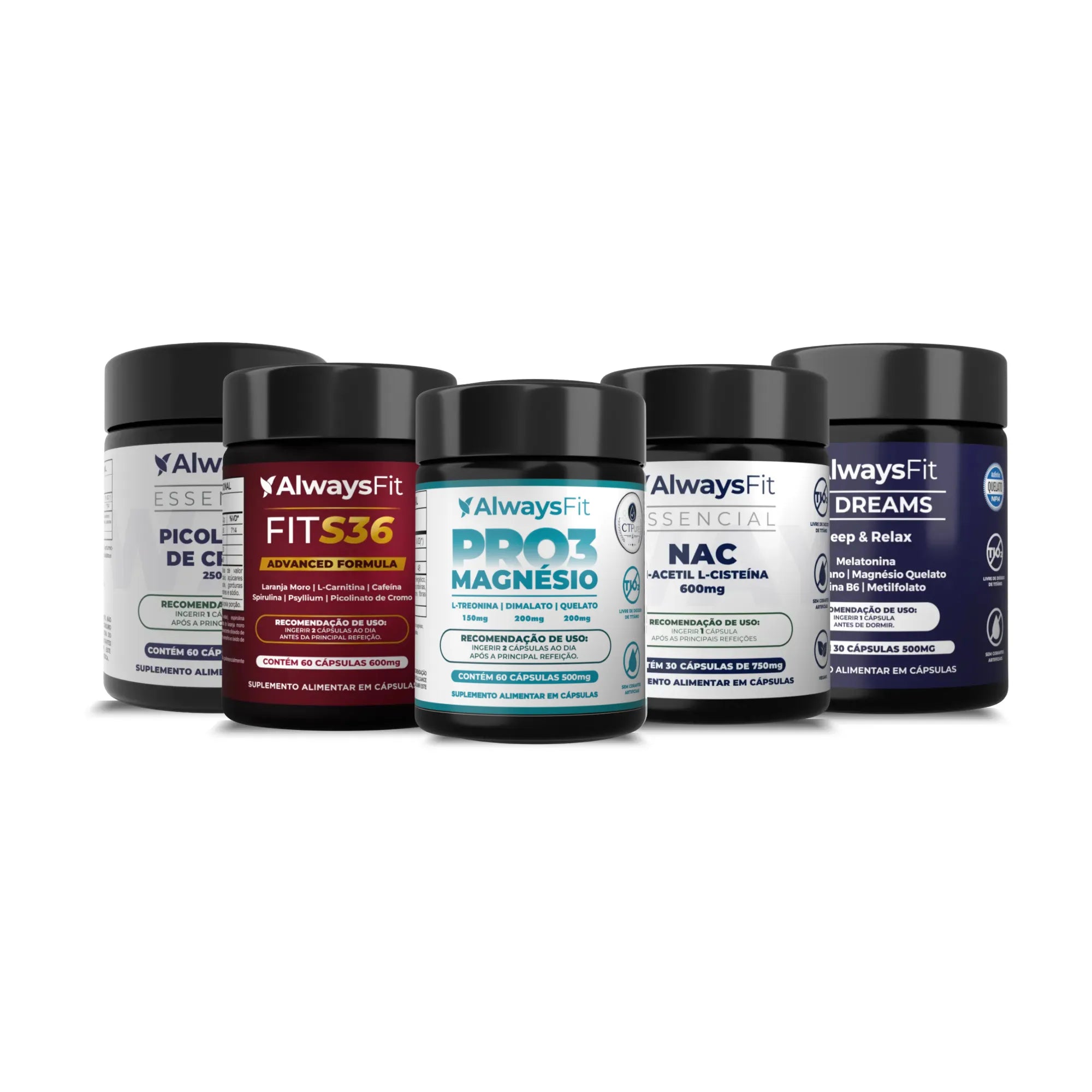 Kit 3 -  NAC + PRO3 Magnésio + Fit S36 + Picolinato de Cromo + Fit Dreams