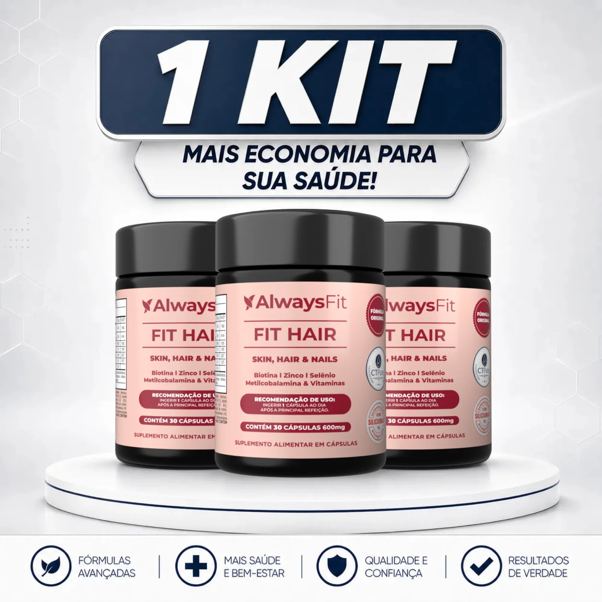 Kit3 Fit Hair — Suplemento alimentar em cápsulas