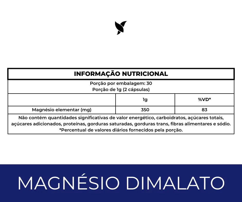 Magnésio Dimalato — Suplemento alimentar em cápsulas