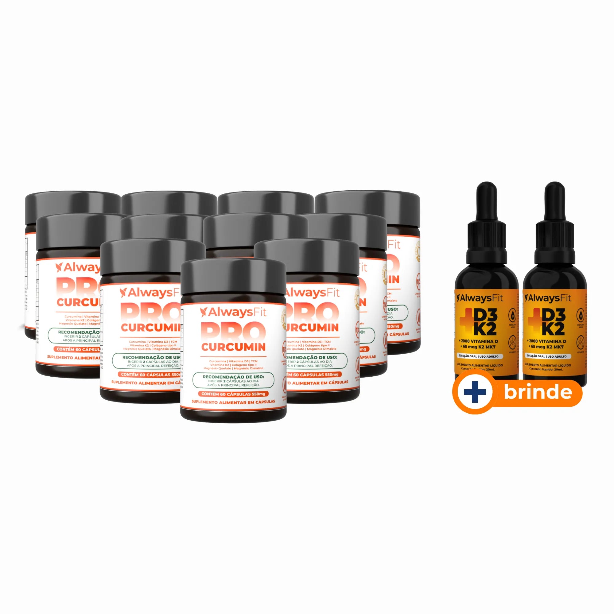 ProCurcumin C3 Complex® - Curcumina (Cúrcuma), Vitamina D3, K2, Magnésio, Colágeno Tipo 2 e TCM - 60 Cápsulas