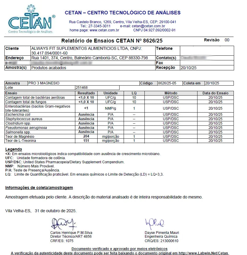 Pro3 Magnésio — Suplemento alimentar de magnésio em cápsulas
