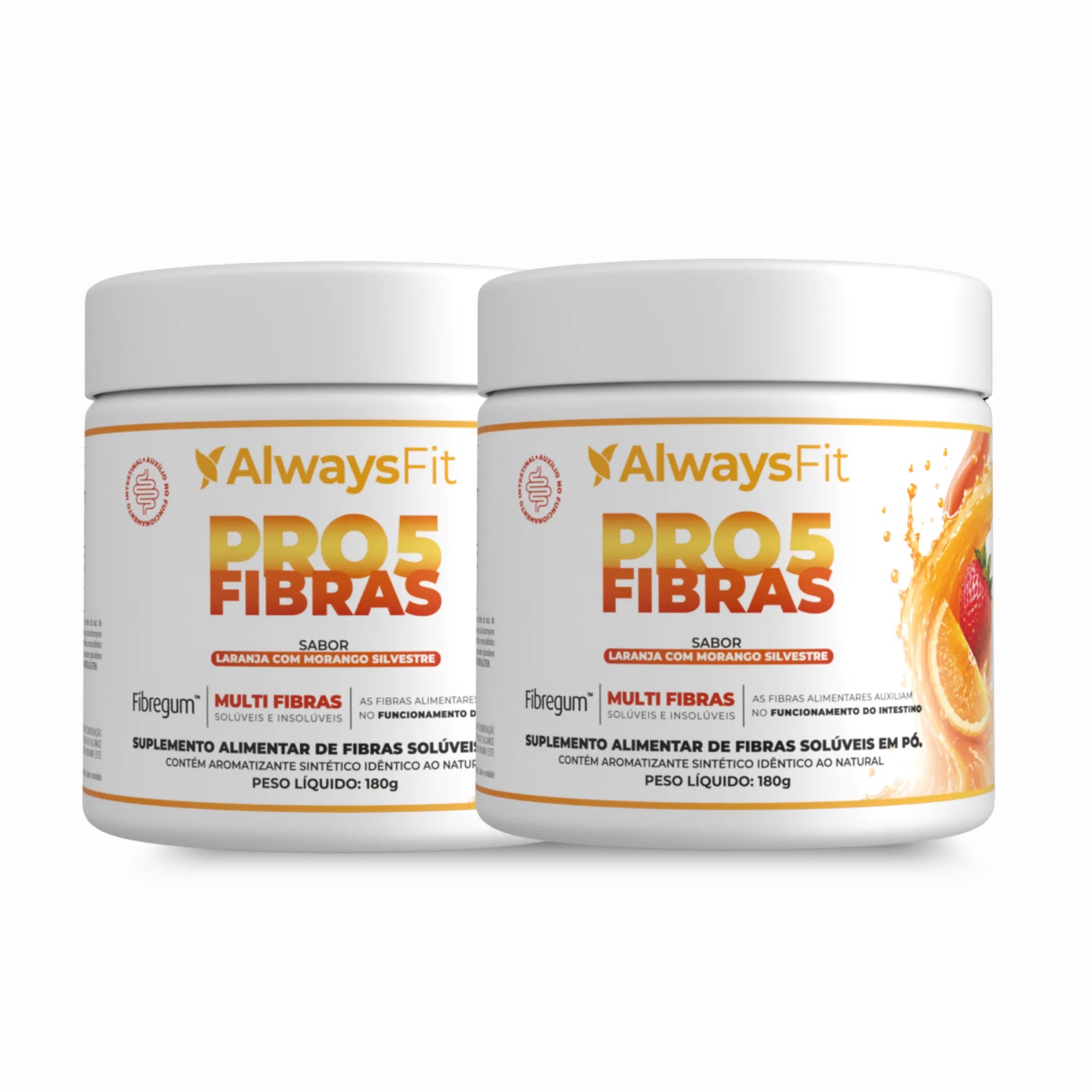 Pro5Fibras - Saúde Intestinal - Sabor Laranja com Morango Silvestre