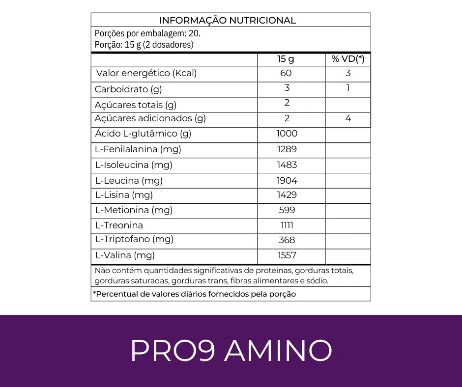 Pro9Amino — Suplemento alimentar de aminoácidos em pó (sabor laranja)