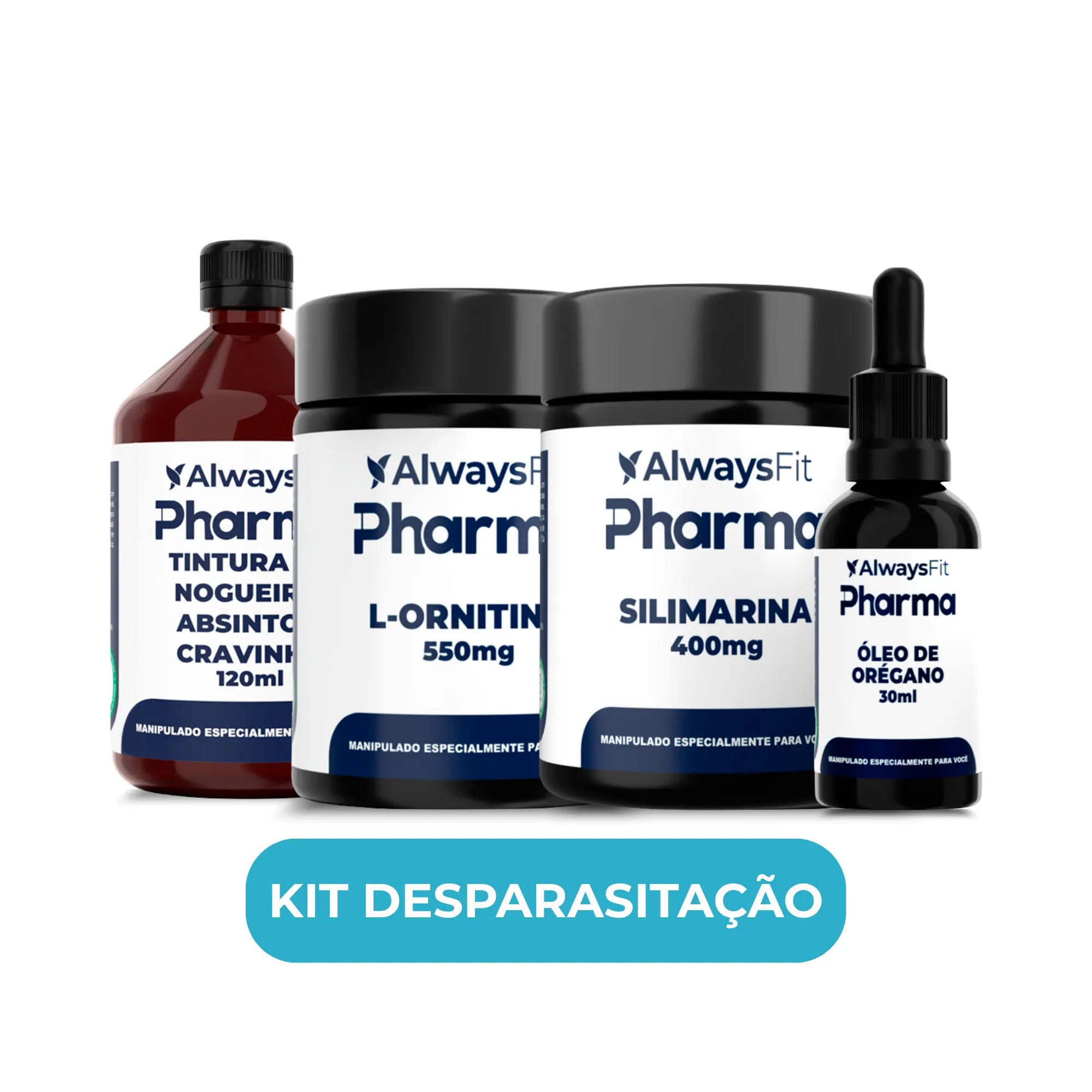 Kit  Desparasitação - Tintura de Nogueira Negra + Cravo + Artemísia, Silimarina, Ornitina, Óleo de Orégano – 30 Dias
