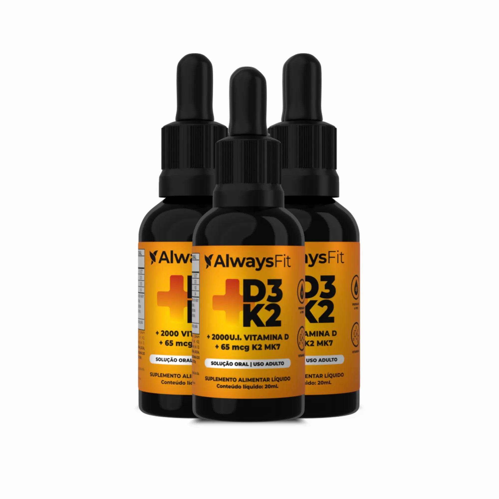Vitamina D3 + K2 (MK-7) — Suplemento alimentar em solução (gotas)