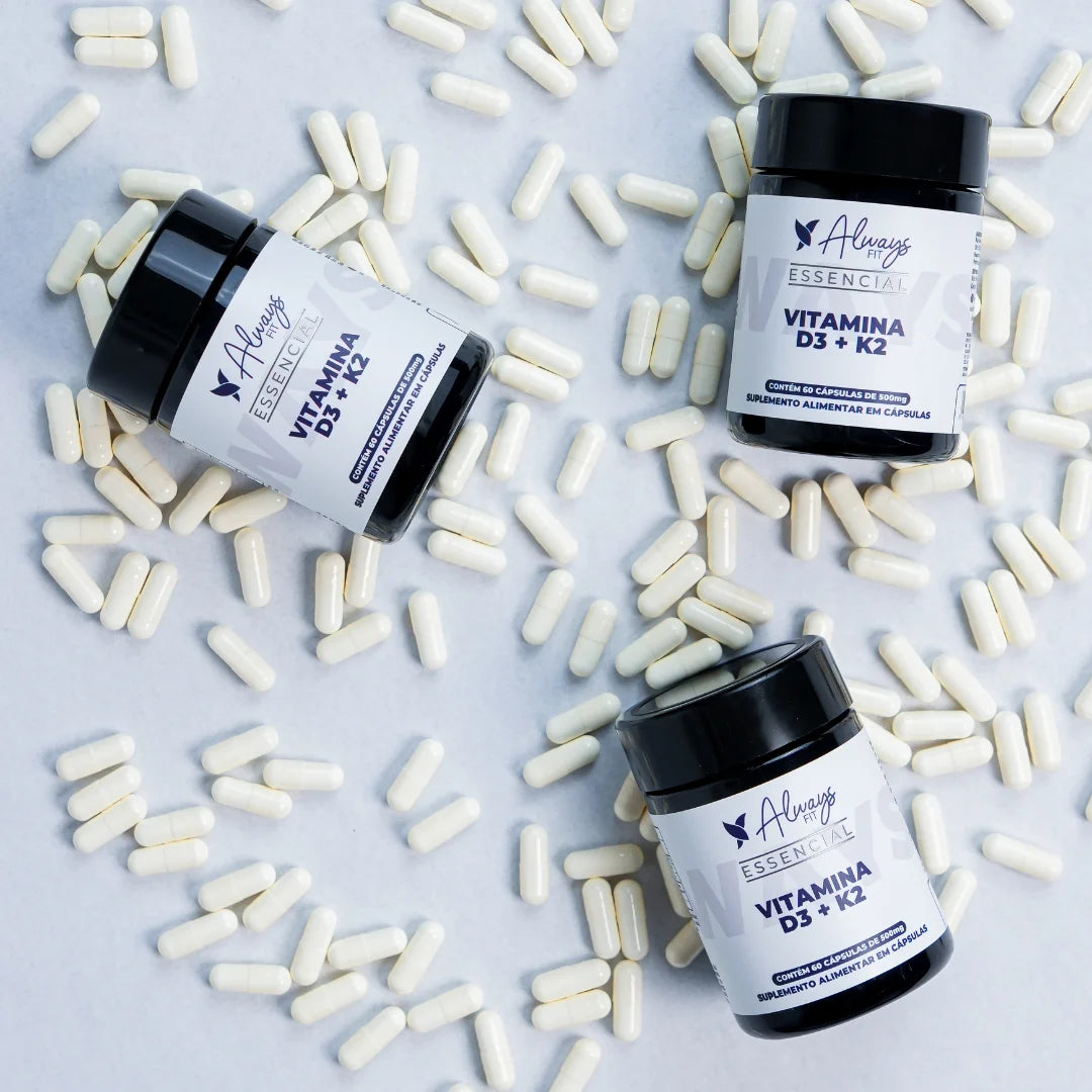 Vitamina D3 + K2 (MK-7) — Suplemento alimentar em cápsulas