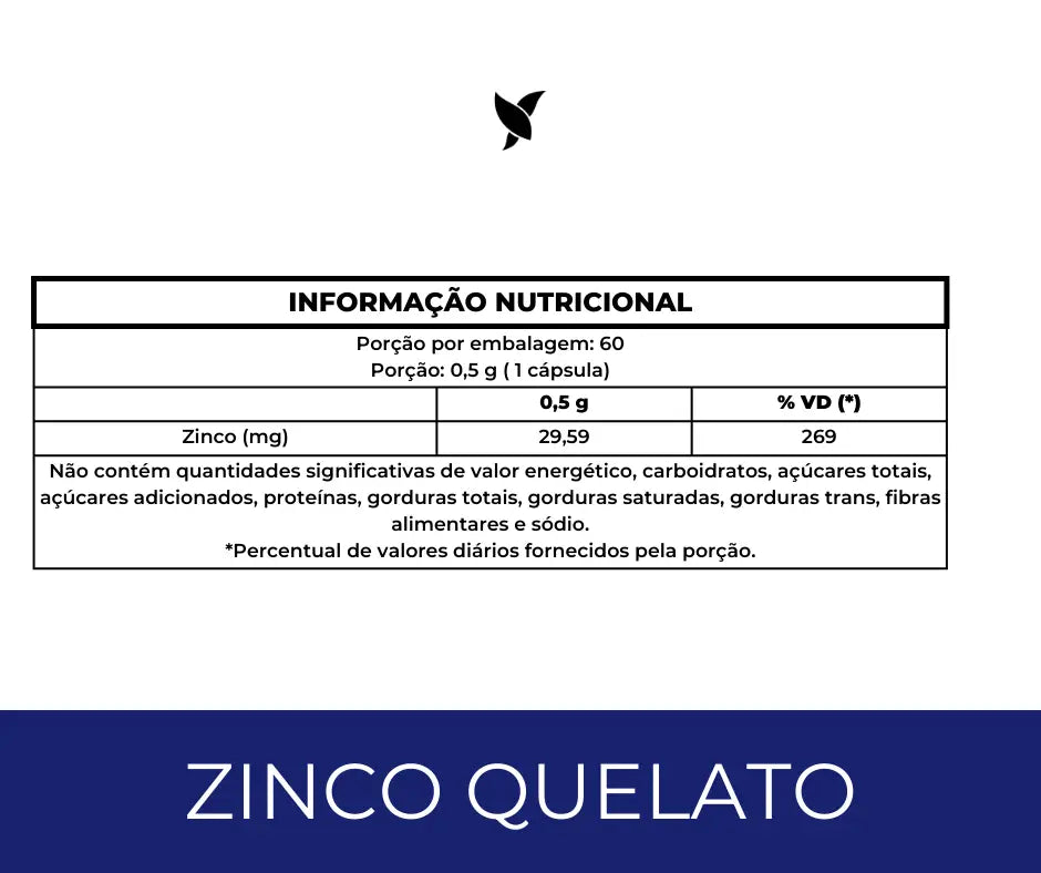 Zinco Quelato (Bisglicinato) — Suplemento alimentar em cápsulas